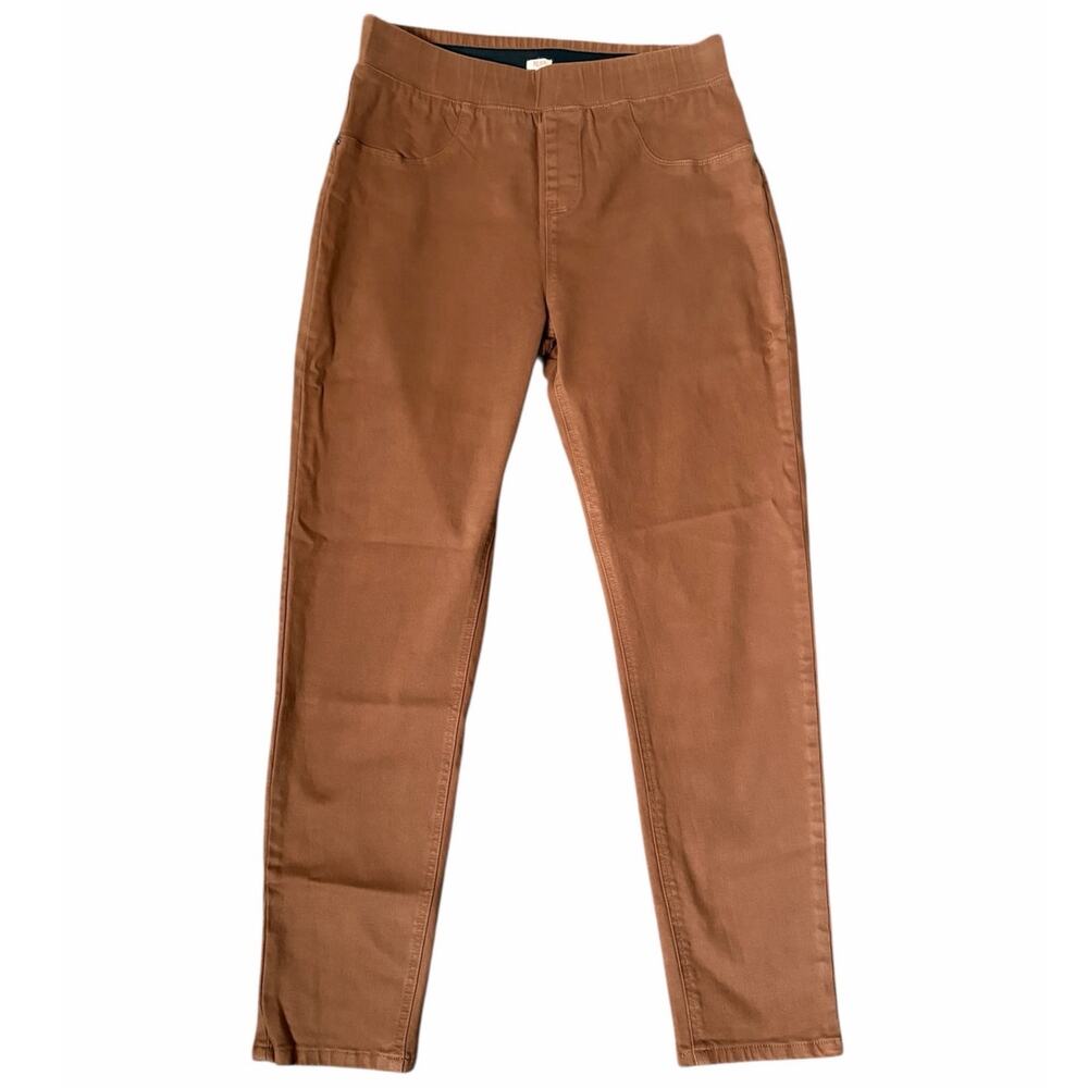 Reba Rustic Ranch Caramel Pull On Elastic Waist Skinny Jeans Cotton Blend Sz 12